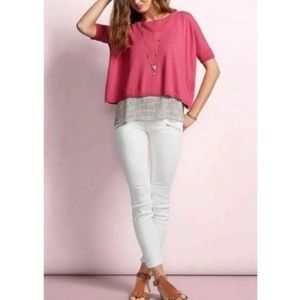 Cabi #5317 White Zip Skinny Jeans Pants EUC